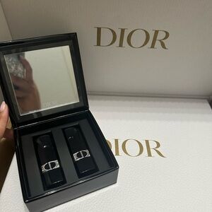 Dior Black Cannage Mirror Vanity Double Lipstick Set